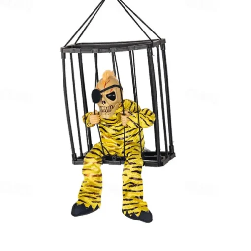 Scary Cage Halloween Doll Haunted House Prop with Screaming Voice Nightmare Creature