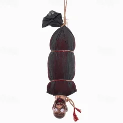 Scary Halloween Decorations Hanging Cocoon Corpse Animated Bloody Skull Corpse with Glowing Eyes & Spooky Sound for Haunted House Party Props Halloween Indoor Outdoor Decor