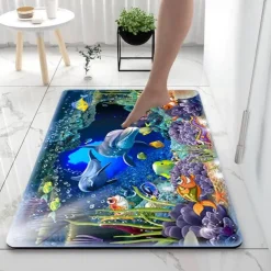 Sea Diatomaceous Earth Bath Mat Non-slip Soft Mat Rubber Anti-Slip Fast Dry Super Absorbent Thin Bathroom Mat for Under Door - Bathroom Floor Mat Rug Bathtub Front Shower Mat Sink