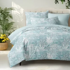 Sea Duvet Cover Set 100% Cotton Soft and Breathable Bedding Featuring Sea Star Sea Weeds Lightweight and Durable Quilt Cover Comfortable for All Seasons Easy to Care