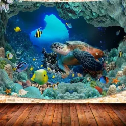 Sea Turtle Hanging Tapestry Wall Art Large Tapestry Mural Decor Photograph Backdrop Blanket Curtain Home Bedroom Living Room Decoration