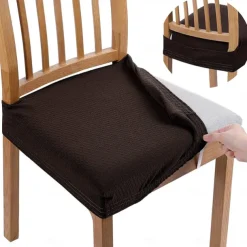 Seat Covers for Dining Room Burgundy Stretch Chair Seat Slipcover Elastic Chair Protector For Dinning Party Hotel Wedding Soft Removable Washable
