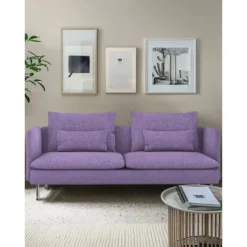 3-Seat Sofa Cover with Fine Linen Armrests Slipcovers Solid Color SODERcover LITB PRIME cover