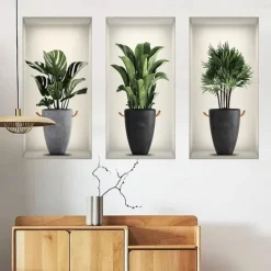 Self-Adhesive 3D Plant Wall Stickers - Waterproof, Dirt-Resistant, Easy Peel-and-Stick Decals for Living Room, Bedroom, Kitchen, and Office - Transform Your Home