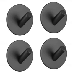 Self-adhesive Round Hooks Durable Stainless Steel Wall Mounted Waterproof Hooks for Bathroom Brushed 4pcs