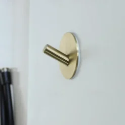 Self-adhesive Round Hooks Durable Stainless Steel Wall Mounted Waterproof Hooks for Bathroom Brushed 4pcs