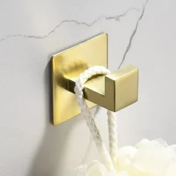 Self-Adhesive Stainless Steel Bathroom Hardware Set - Towel Ring, Toilet Paper Holder, Coat Hook - No-Drill Bathroom Accessories Kit with Adhesive Glue