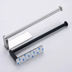 Self-adhesive Towel Holder,Toilet Paper Holder Wall Mounted,Stainless Steel Toilet Paper Roll Holder, Tissue Roll(Black/Chrome)