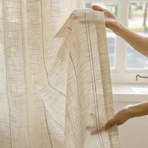 Semi Transparent Screen Curtain One Panel Modern Minimalist Style With Thickened Hemp Cotton Window Screen Living Room Bedroom Dining Room Study Room