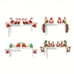 1set Festive Wooden Christmas Tree Decoration Props - 4 Styles for Table Door Frame and Corner - Santa Claus and Holiday Decor for Home and Room
