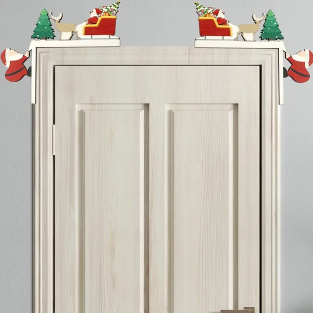 1set Festive Wooden Christmas Tree Decoration Props - 4 Styles for Table Door Frame and Corner - Santa Claus and Holiday Decor for Home and Room