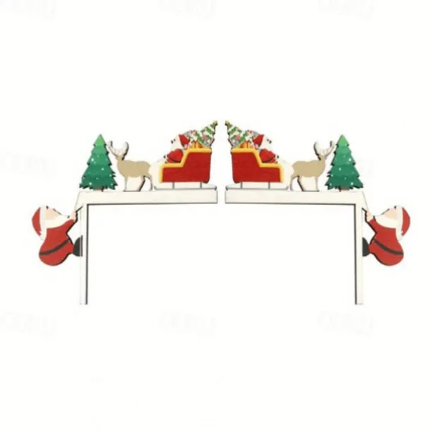 1set Festive Wooden Christmas Tree Decoration Props - 4 Styles for Table Door Frame and Corner - Santa Claus and Holiday Decor for Home and Room