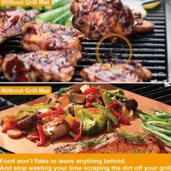 Set of 4 Non-stick Reusable Teflon Sheets Barbecue BBQ Grill Mats for Out Door Grilling