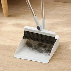 1set/2pcs Broom And Dustpan Set For Home, Upright Dustpan And Broom Combo Set, Sweeping Office Kitchen Wood Floor Pet Hair, Cleaning Supplies For Indoor Housewarming Gift