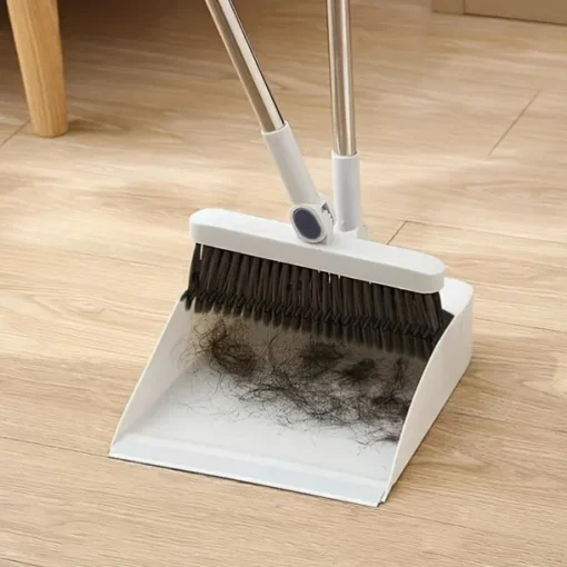 1set/2pcs Broom And Dustpan Set For Home, Upright Dustpan And Broom Combo Set, Sweeping Office Kitchen Wood Floor Pet Hair, Cleaning Supplies For Indoor Housewarming Gift