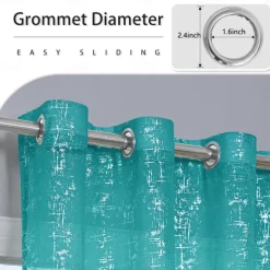 Sheer Curtain with Pattern Grommet Top Window Treatments Circle Printed Sheer for Bedroom, Turquoise Grey 1 Panel