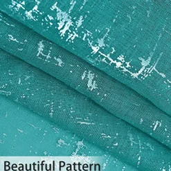 Sheer Curtain with Pattern Grommet Top Window Treatments Circle Printed Sheer for Bedroom, Turquoise Grey 1 Panel