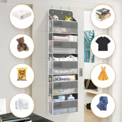 5-Shelf Over-the-Door Storage Organizer -Back to School Space-Saving Hanging Design with 10 Extra-Large Capacity Pockets - Perfect for Bedroom Bathroom Food Pantry and Home Storage