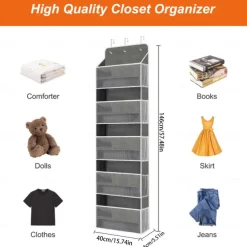 5-Shelf Over-the-Door Storage Organizer -Back to School Space-Saving Hanging Design with 10 Extra-Large Capacity Pockets - Perfect for Bedroom Bathroom Food Pantry and Home Storage