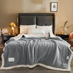 Sherpa Blanket Fleece-Layerd Thick Warm Blanket for Winter Bed Super Soft Fuzzy Flannel Wool Like Reversible Velvet Plush Twin Queen King Weighted Blanket