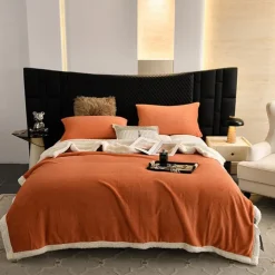 Sherpa Blanket Fleece-Layerd Thick Warm Blanket for Winter Bed Super Soft Fuzzy Flannel Wool Like Reversible Velvet Plush Twin Queen King Weighted Blanket