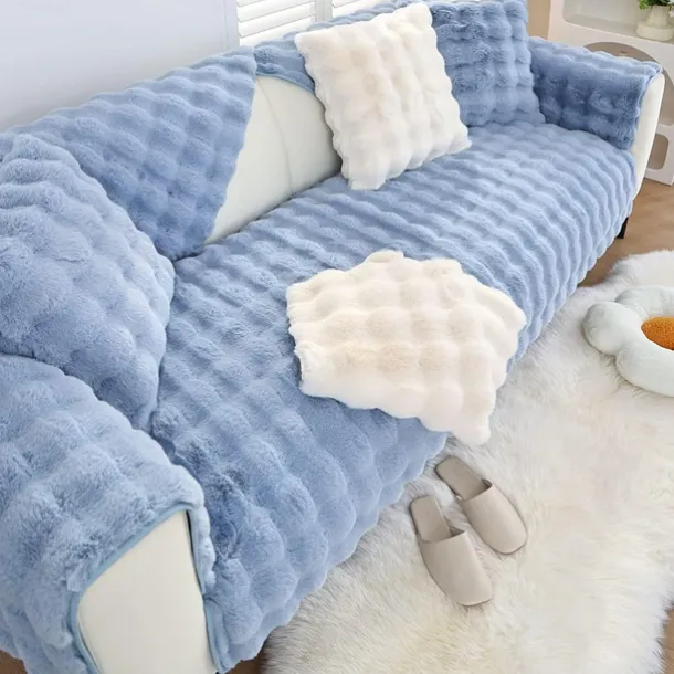 Sherpa Sofa Cover Sofa Seat Mat Plush Slipcover Sectional Couch Covers,Furniture Protector Anti-Slip Couch Covers for Dogs Cats Kids(Sold by Piece/Not All Set)
