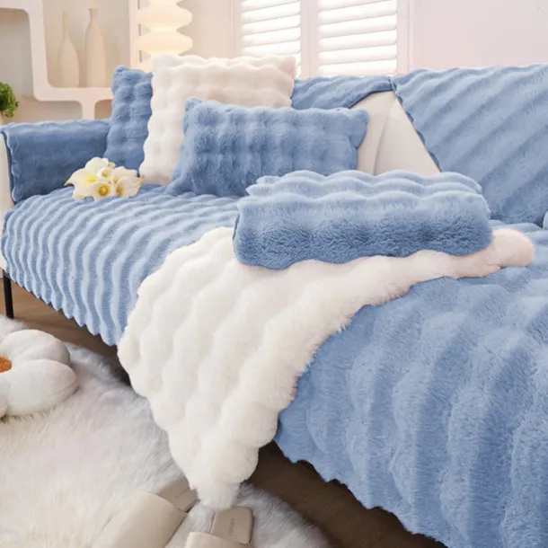 Sherpa Sofa Cover Sofa Seat Mat Plush Slipcover Sectional Couch Covers,Furniture Protector Anti-Slip Couch Covers for Dogs Cats Kids(Sold by Piece/Not All Set)