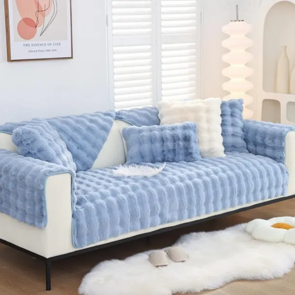 Sherpa Sofa Cover Sofa Seat Mat Plush Slipcover Sectional Couch Covers,Furniture Protector Anti-Slip Couch Covers for Dogs Cats Kids(Sold by Piece/Not All Set)