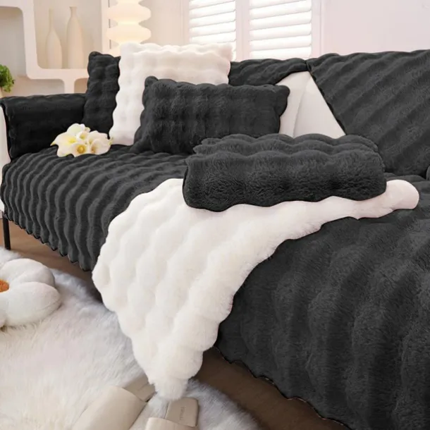 Sherpa Sofa Cover Sofa Seat Mat Plush Slipcover Sectional Couch Covers,Furniture Protector Anti-Slip Couch Covers for Dogs Cats Kids(Sold by Piece/Not All Set)