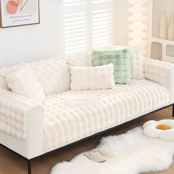 Sherpa Sofa Cover Sofa Seat Mat Plush Slipcover Sectional Couch Covers,Furniture Protector Anti-Slip Couch Covers for Dogs Cats Kids(Sold by Piece/Not All Set)