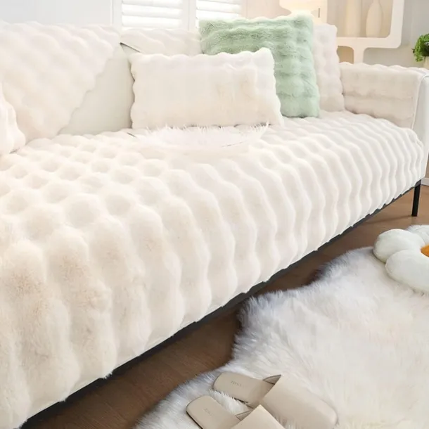 Sherpa Sofa Cover Sofa Seat Mat Plush Slipcover Sectional Couch Covers,Furniture Protector Anti-Slip Couch Covers for Dogs Cats Kids(Sold by Piece/Not All Set)