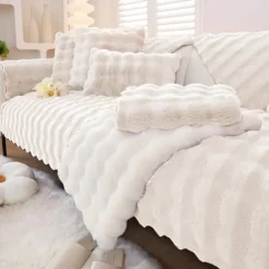 Sherpa Sofa Cover Sofa Seat Mat Plush Slipcover Sectional Couch Covers,Furniture Protector Anti-Slip Couch Covers for Dogs Cats Kids(Sold by Piece/Not All Set)