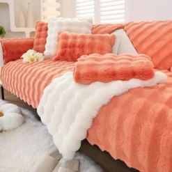Sherpa Sofa Cover Sofa Seat Mat Plush Slipcover Sectional Couch Covers,Furniture Protector Anti-Slip Couch Covers for Dogs Cats Kids(Sold by Piece/Not All Set)