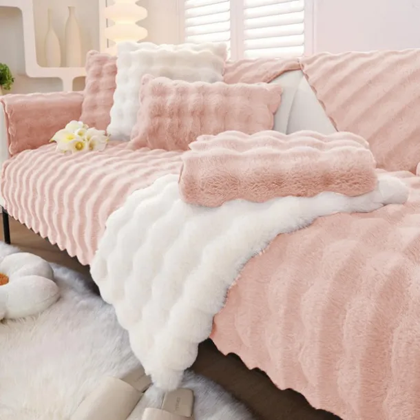 Sherpa Sofa Cover Sofa Seat Mat Plush Slipcover Sectional Couch Covers,Furniture Protector Anti-Slip Couch Covers for Dogs Cats Kids(Sold by Piece/Not All Set)