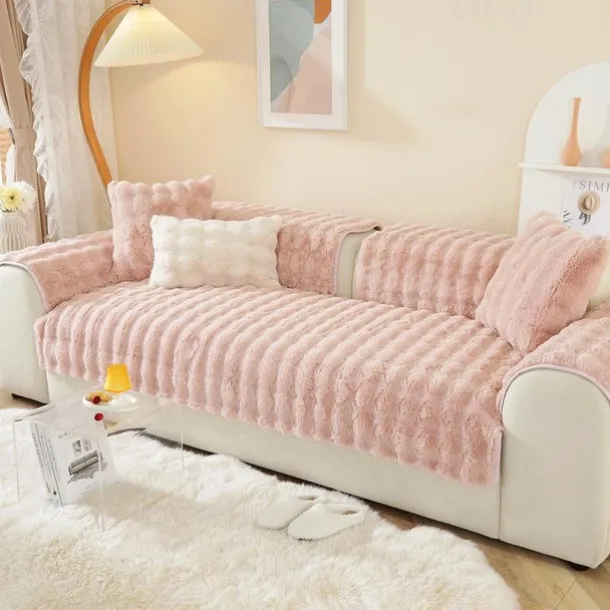 Sherpa Sofa Cover Sofa Seat Mat Plush Slipcover Sectional Couch Covers,Furniture Protector Anti-Slip Couch Covers for Dogs Cats Kids(Sold by Piece/Not All Set)