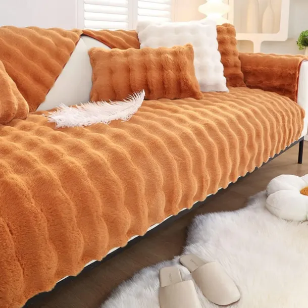 Sherpa Sofa Cover Sofa Seat Mat Plush Slipcover Sectional Couch Covers,Furniture Protector Anti-Slip Couch Covers for Dogs Cats Kids(Sold by Piece/Not All Set)