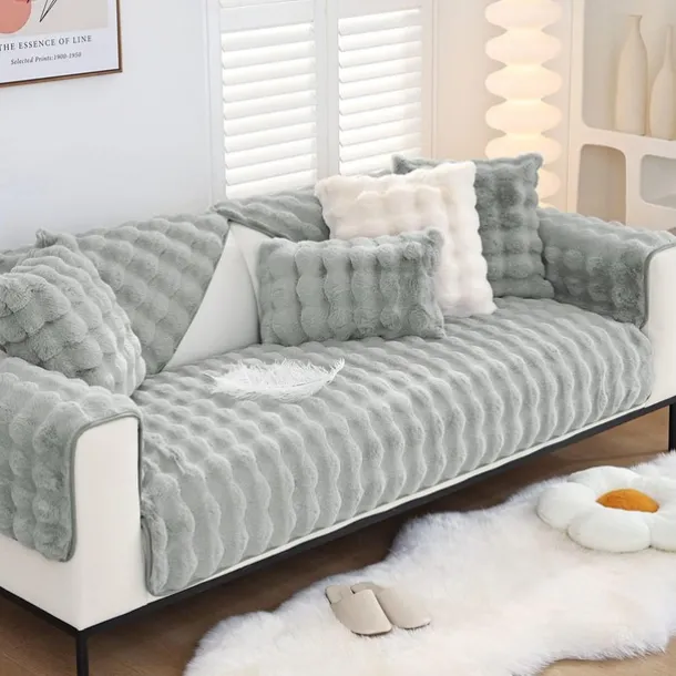 Sherpa Sofa Cover Sofa Seat Mat Plush Slipcover Sectional Couch Covers,Furniture Protector Anti-Slip Couch Covers for Dogs Cats Kids(Sold by Piece/Not All Set)