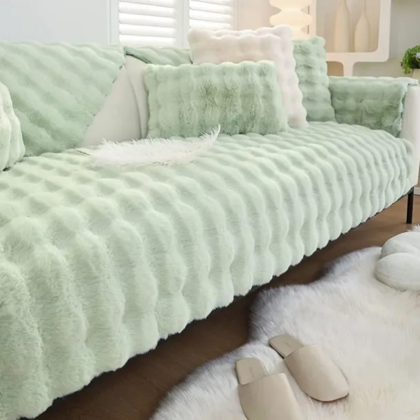Sherpa Sofa Cover Sofa Seat Mat Plush Slipcover Sectional Couch Covers,Furniture Protector Anti-Slip Couch Covers for Dogs Cats Kids(Sold by Piece/Not All Set)