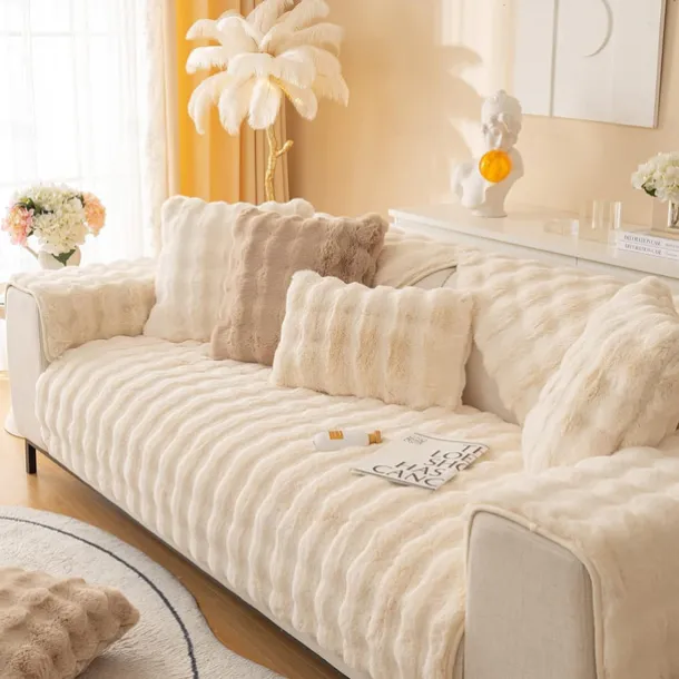 Sherpa Sofa Cover Sofa Seat Mat Plush Slipcover Sectional Couch Covers,Furniture Protector Anti-Slip Couch Covers for Dogs Cats Kids(Sold by Piece/Not All Set)