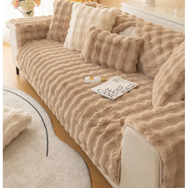 Sherpa Sofa Cover Sofa Seat Mat Plush Slipcover Sectional Couch Covers,Furniture Protector Anti-Slip Couch Covers for Dogs Cats Kids(Sold by Piece/Not All Set)