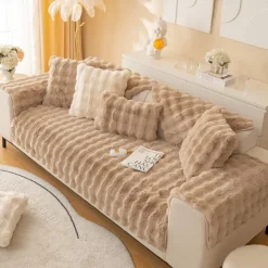 Sherpa Sofa Cover Sofa Seat Mat Plush Slipcover Sectional Couch Covers,Furniture Protector Anti-Slip Couch Covers for Dogs Cats Kids(Sold by Piece/Not All Set)