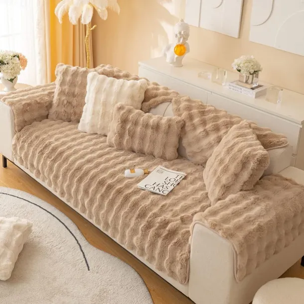 Sherpa Sofa Cover Sofa Seat Mat Plush Slipcover Sectional Couch Covers,Furniture Protector Anti-Slip Couch Covers for Dogs Cats Kids(Sold by Piece/Not All Set)