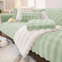 Sherpa Sofa Cover Sofa Seat Mat Plush Slipcover Sectional Couch Covers,Furniture Protector Anti-Slip Couch Covers for Dogs Cats Kids(Sold by Piece/Not All Set)