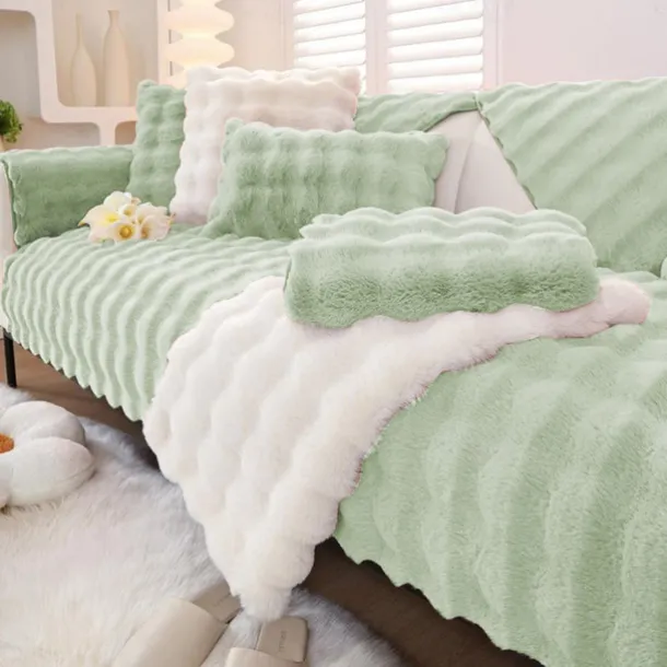 Sherpa Sofa Cover Sofa Seat Mat Plush Slipcover Sectional Couch Covers,Furniture Protector Anti-Slip Couch Covers for Dogs Cats Kids(Sold by Piece/Not All Set)