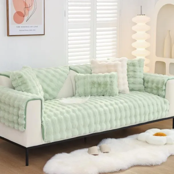Sherpa Sofa Cover Sofa Seat Mat Plush Slipcover Sectional Couch Covers,Furniture Protector Anti-Slip Couch Covers for Dogs Cats Kids(Sold by Piece/Not All Set)