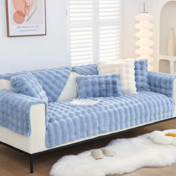 Sherpa Sofa Cover Sofa Seat Mat Plush Slipcover Sectional Couch Covers,Furniture Protector Anti-Slip Couch Covers for Dogs Cats Kids(Sold by Piece/Not All Set)
