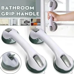 Shower Anti-Slip Grab Bar,Bathroom Strong Vacuum Suction Cup Handle Anti-slip Support Helping Grab Bar for elderly Safety Handrail Bath Shower Grab Bar