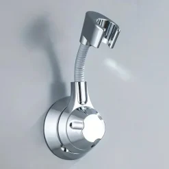 Shower Bracket, No-Punch Wall Mounted Shower Holder, 360° Rotating And Adjustable Handheld Shower Head Base, Strong Adhesive And Waterproof Bathroom Accessories