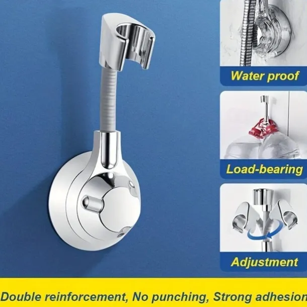Shower Bracket, No-Punch Wall Mounted Shower Holder, 360° Rotating And Adjustable Handheld Shower Head Base, Strong Adhesive And Waterproof Bathroom Accessories
