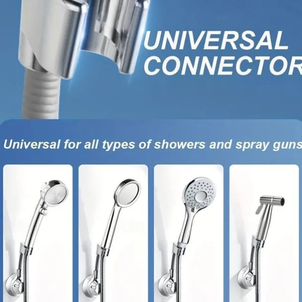 Shower Bracket, No-Punch Wall Mounted Shower Holder, 360° Rotating And Adjustable Handheld Shower Head Base, Strong Adhesive And Waterproof Bathroom Accessories